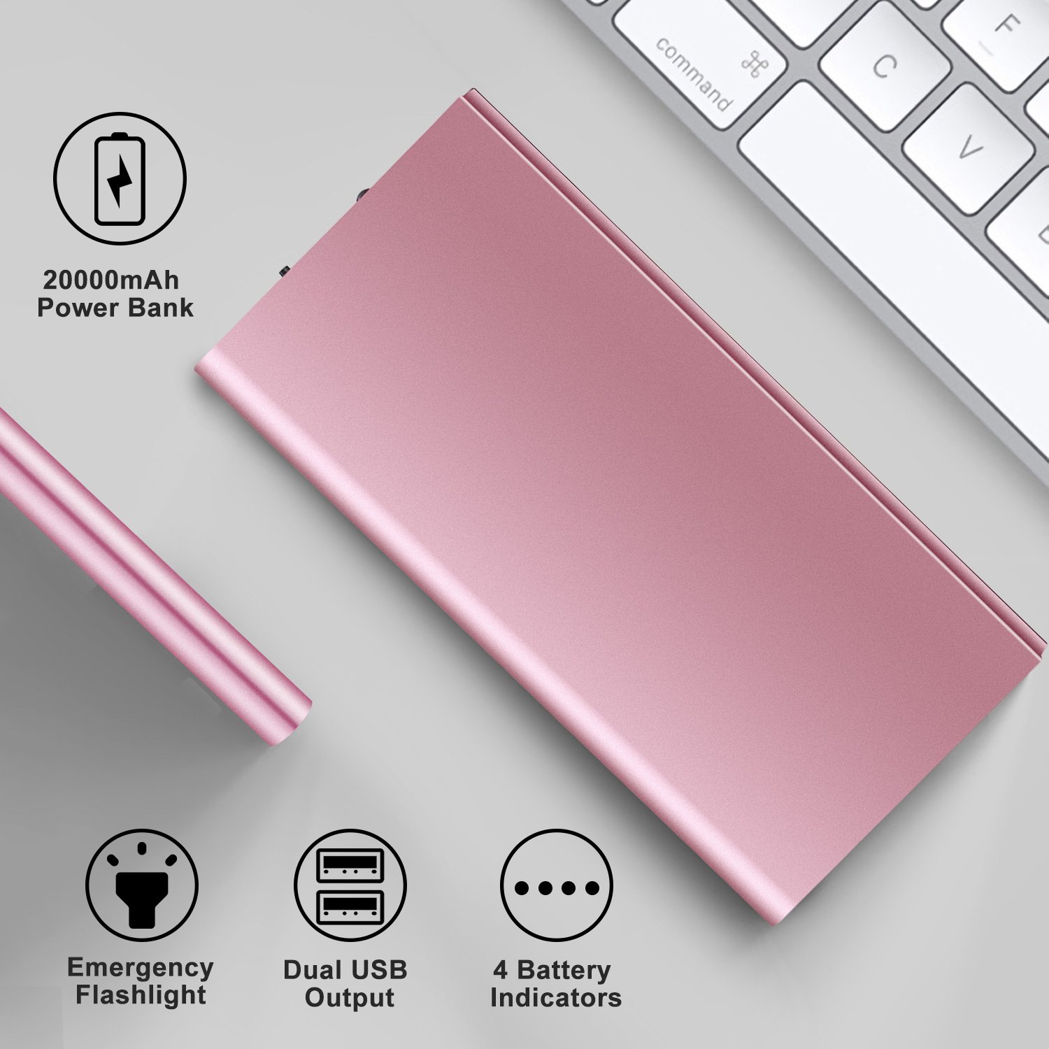 20000mAh Power Bank Ultra-thin External Battery Pack Phone Charger Dual USB Port - Image 8
